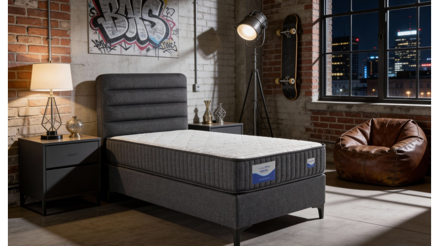 1-Persoons Boxspring Hybrid Antraciet 90x200